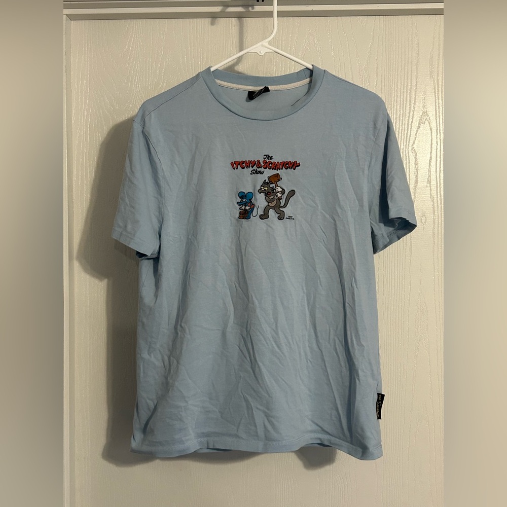 Itchy and scratchy Show | Light Blue Graphic T-Shirt | Size Small